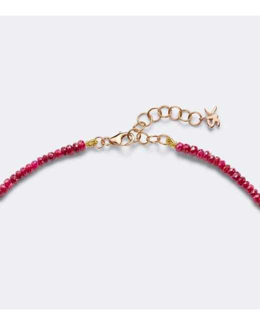 Suzanne Kalan Metallic Infinite 18Kt Rose Beaded Necklace With Rubies And Diamonds