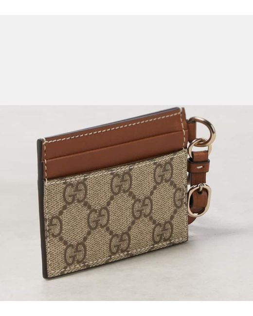 Gucci Brown Gg Emblem Card Case With Strap