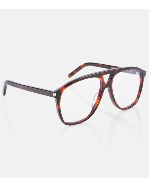 Saint Laurent Brown Acetate Aviator Sunglasses