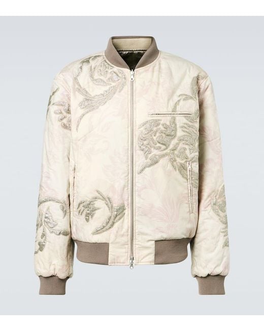 Chaqueta Bomber De Algodon Bordada Dries Van Noten de hombre de color Natural