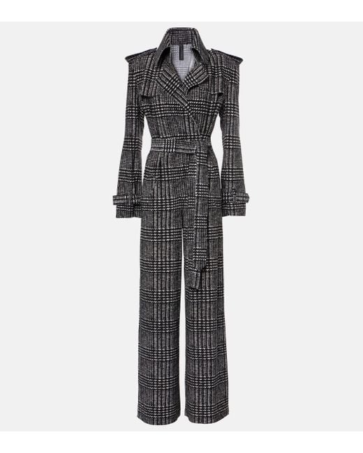 Norma Kamali Gray Glen Plaid Jumpsuit