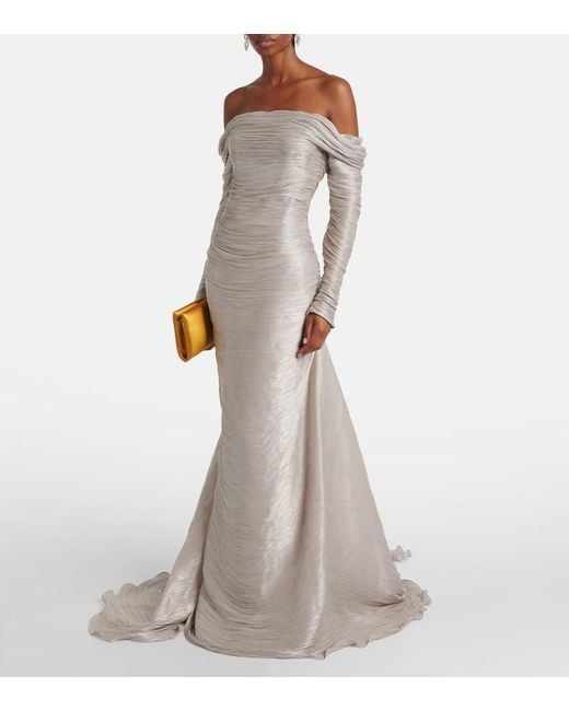 Marmar Halim Gray Ruched Gown
