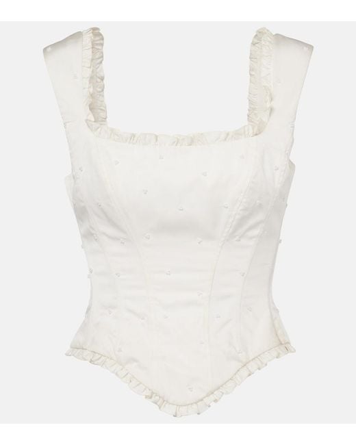 Clio Peppiatt White Camelia Embellished Corset