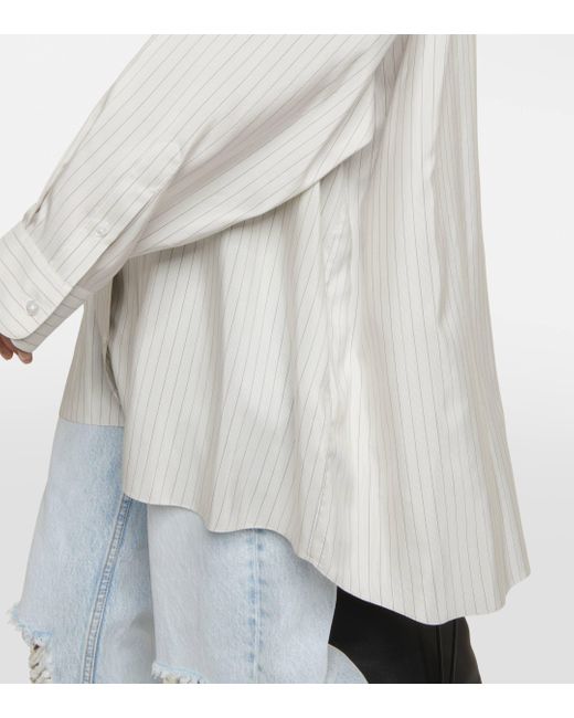 The Row White Luka Oversized Pinstripe Silk Shirt