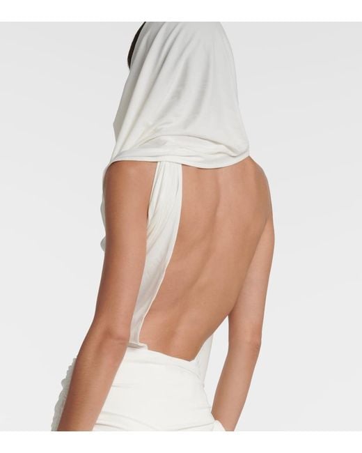 Magda Butrym White Floral-Applique Hooded Bodysuit