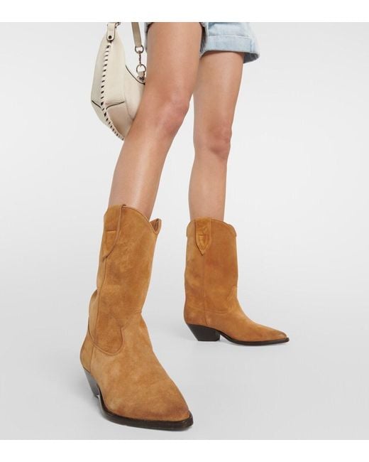 Isabel Marant Brown Duerto Pointed-toe Suede Heeled Cowboy Boots