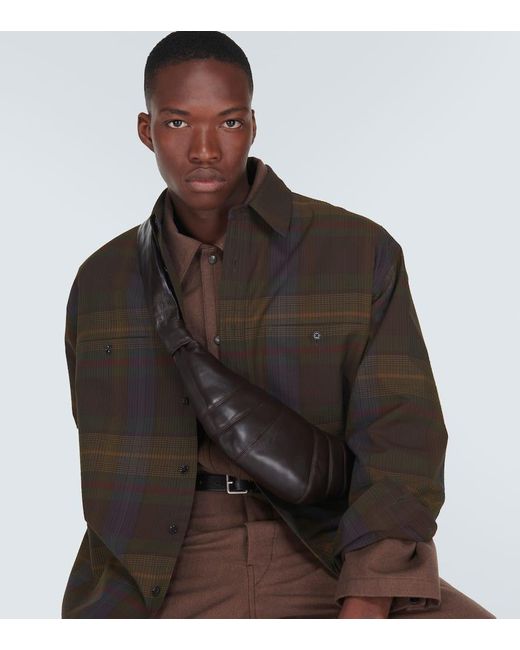 Camisa de lana a cuadros Lemaire de hombre de color Black