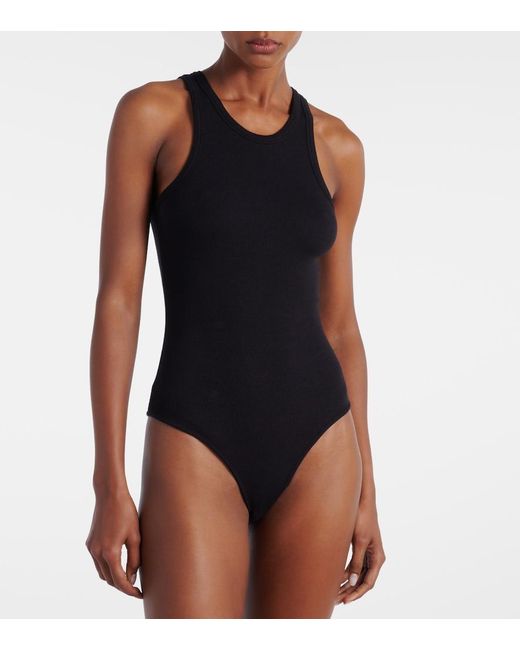 Alaïa Blue Ribbed-Knit Bodysuit