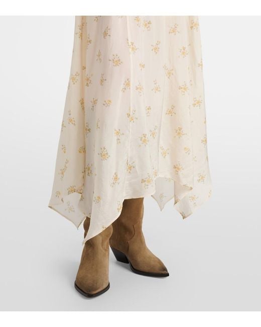 Ganni Natural Dress With Floral Pattern