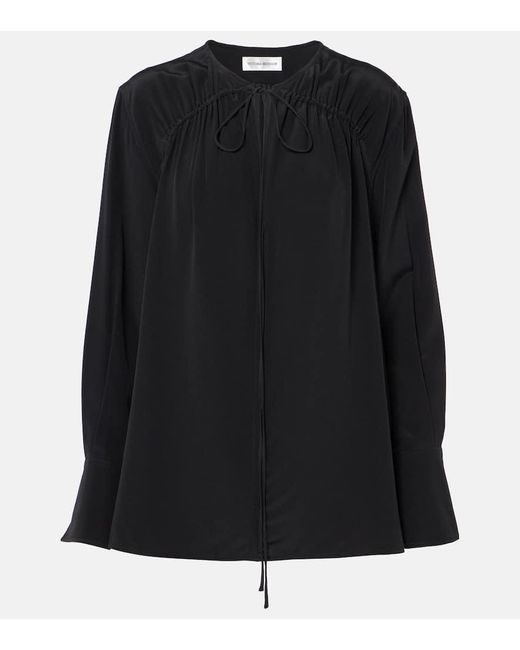 Victoria Beckham Black Schluppenbluse Aus Seide