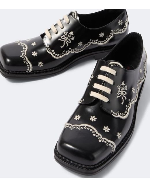 Simone Rocha Bestickte Brogues Aus Leder in Black für Herren