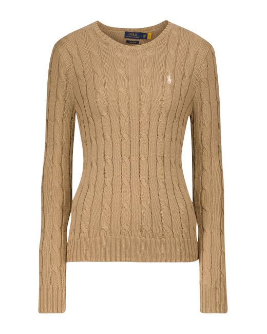 Polo Ralph Lauren Brown Cable-knit Cotton Sweater