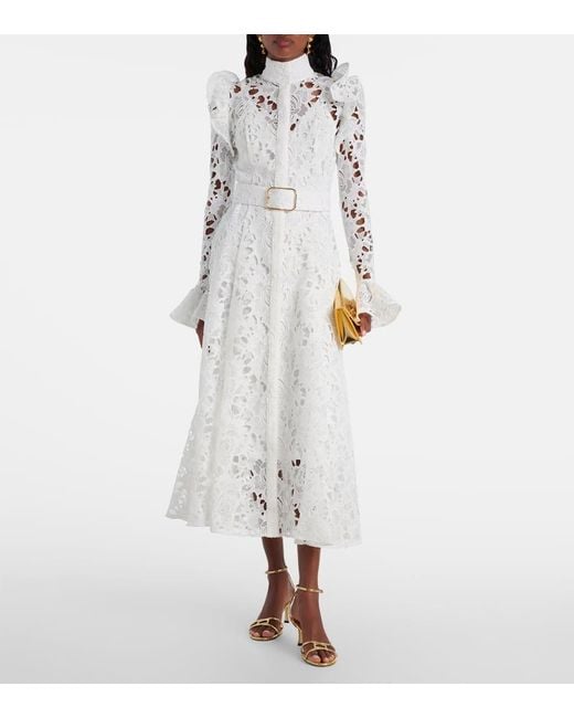 LEO LIN White Midikleid Aliyah Aus Spitze