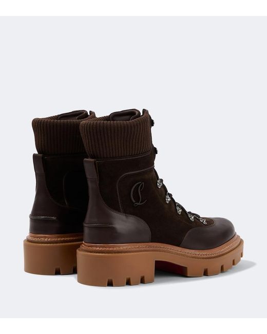 Christian Louboutin Brown Armandine College Leather Hiking Boots for men