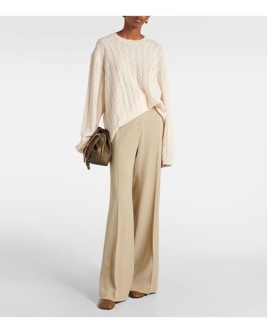 Jardin Des Orangers White Cable-Knit Wool And Cashmere Sweater