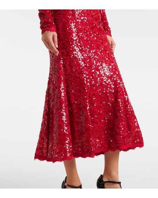 Rebecca Vallance Red X Nicky Hilton Leyla Sequined Midi Dress
