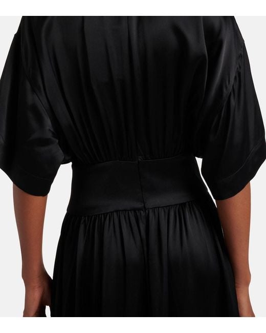 Totême Black Silk And Cotton Satin T-Shirt Dress