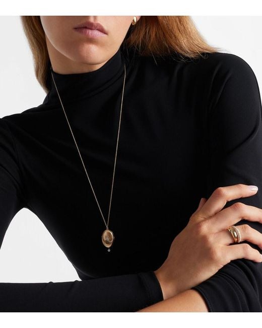 PERSÉE White 9Kt Locket Necklace With Diamonds