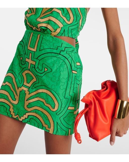 Vestido corto de algodon estampado Johanna Ortiz de color Green
