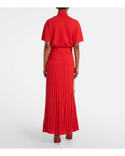 Christopher Esber Red Linen And Silk-Blend Maxi Skirt