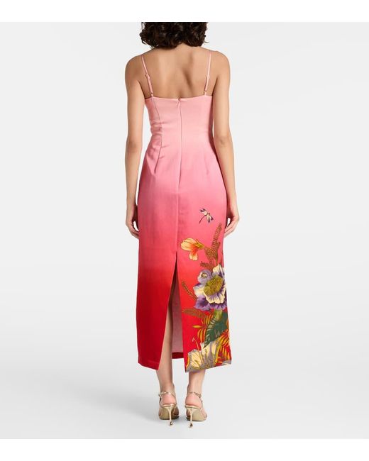 ALÉMAIS Red Inez Ombre Linen-Blend Midi Dress