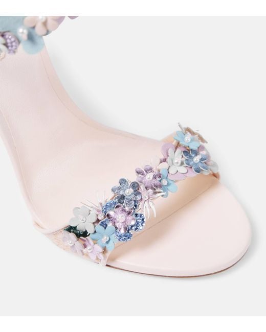 Rene Caovilla White Bouquet Floral-applique Sandals