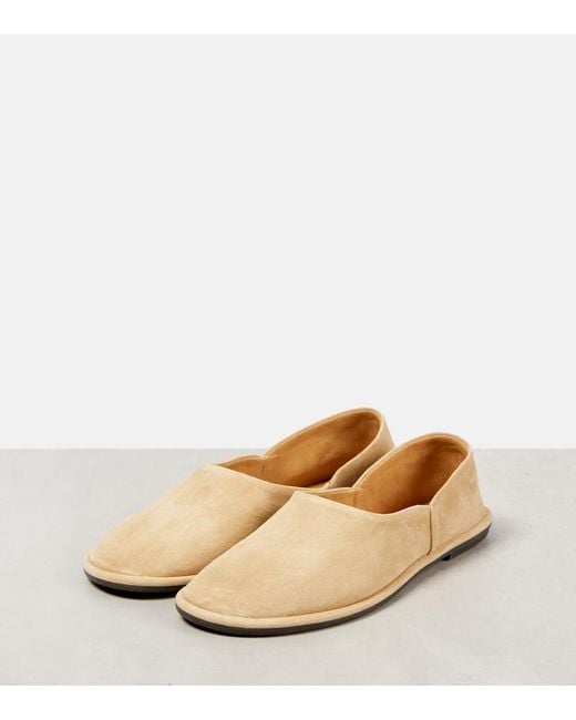 The Row Natural Canal Suede Slip-On Shoes