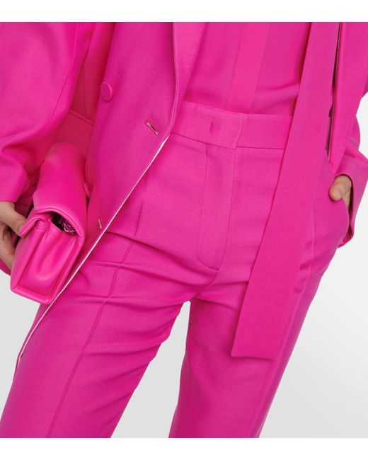 Valentino Pink Crepe Couture Flared Pants