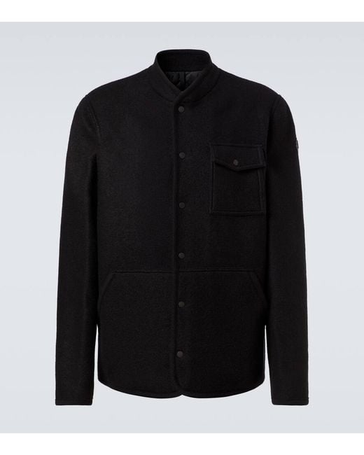 Moncler Black Virgin Wool Boucle Overshirt for men