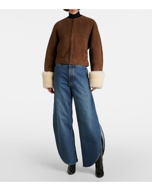 Alaïa Brown Shearling-Trimmed Suede Jacket