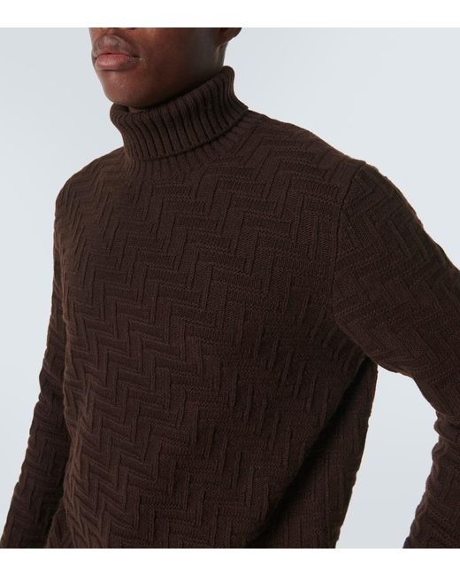 Prada Brown Wool And Cashmere Turtleneck Sweater for men
