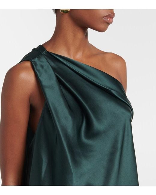 The Sei Green Silk One-Shoulder Sleeveless Top