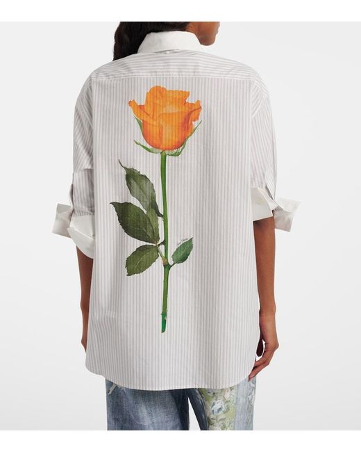 Acne White Striped Cotton Poplin Shirt