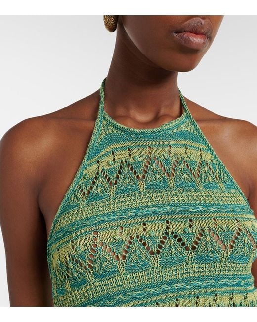 Etro Green Crochet Halterneck Cotton Top