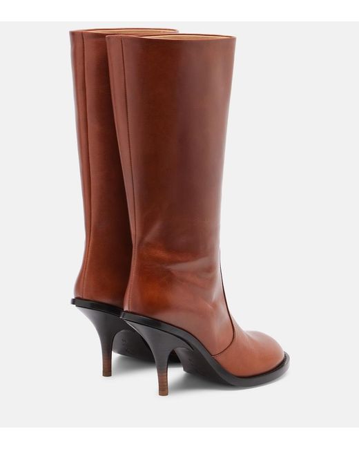 Dries Van Noten Brown 90 Leather Knee-High Boots