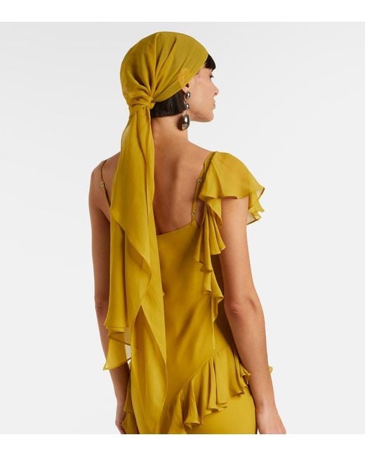 De La Vali Yellow Mayara Ruffled Georgette Gown