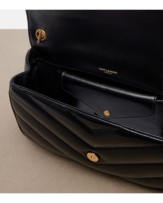 Saint Laurent Black Loulou Matelasse Leather Top-Handle Bag