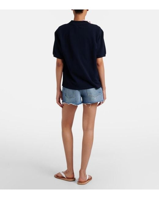Miu Miu Blue Frayed Denim Shorts