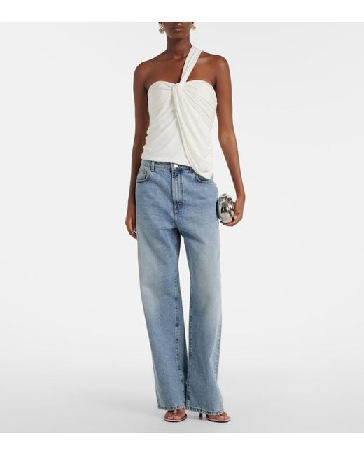 Jonathan Simkhai White Draped Jersey Top