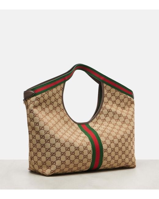 Gucci Brown Giglio Gg Canvas Large Tote Bag