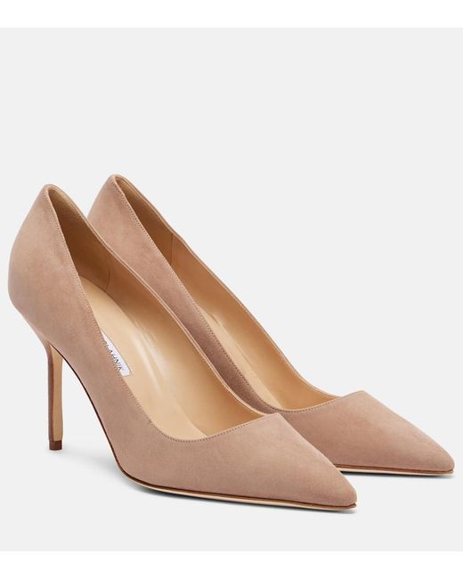 Manolo Blahnik Natural Bb 90 Suede Pumps