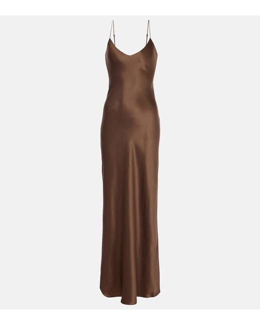 Nili Lotan Brown Cami Silk Charmeuse Slip Dress