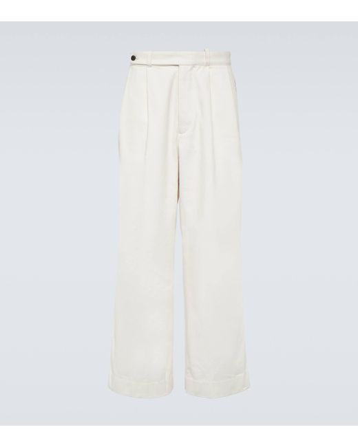 Bode White Skunk Tail Cotton Wide-leg Pants for men