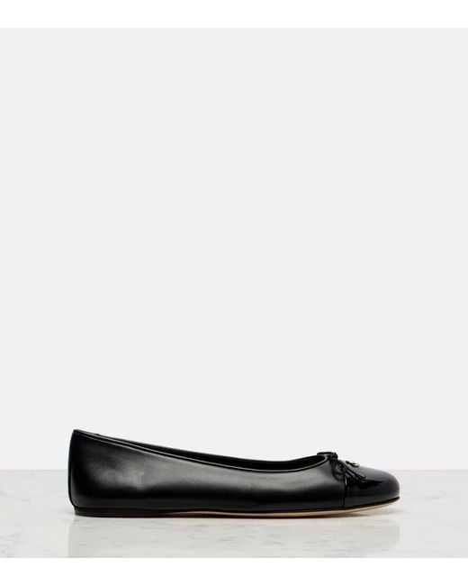 Gucci Black Double G Leather Ballet Flats