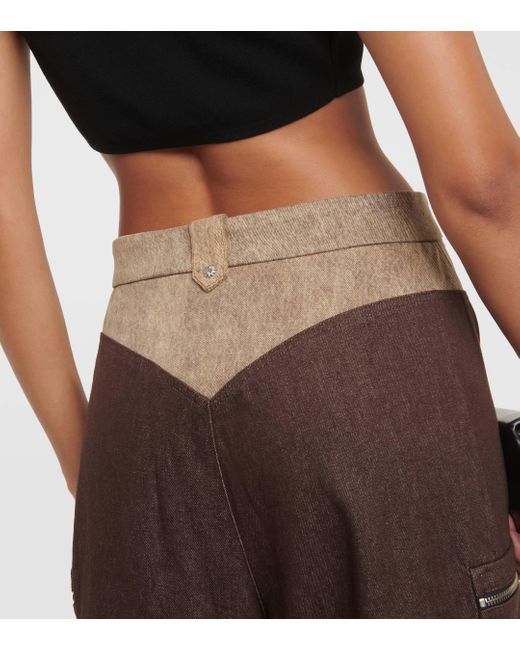Pantalon cargo ample a taille haute en coton DIDU en coloris Brown