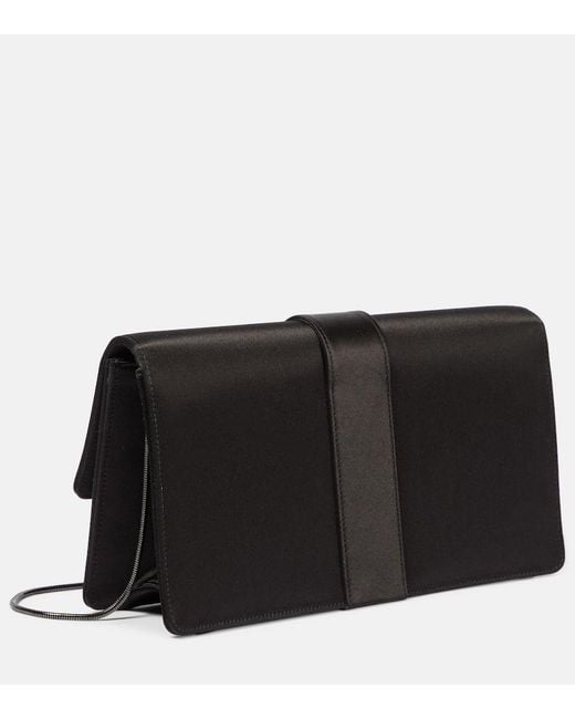 Manolo Blahnik Black Capri Embellished Satin Clutch