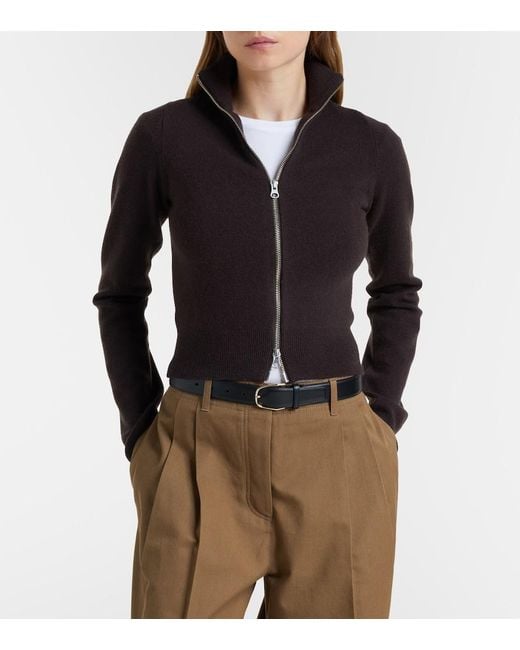 Extreme Cashmere Black N°302 Lemon Cashmere-Blend Zip-Up Cardigan