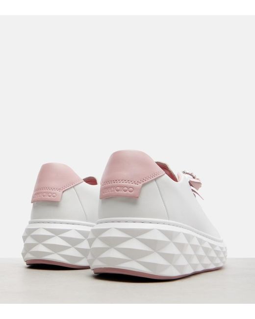 Jimmy Choo White Diamond Light Maxi Leather Sneakers