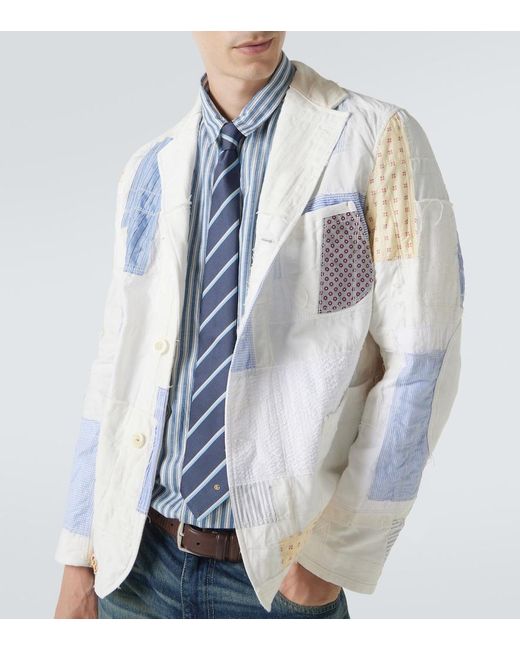 Junya Watanabe White Patchwork Cotton And Linen-Blend Blazer for men