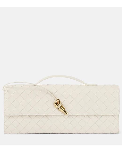 Bottega Veneta Natural Andiamo Intrecciato Leather Clutch